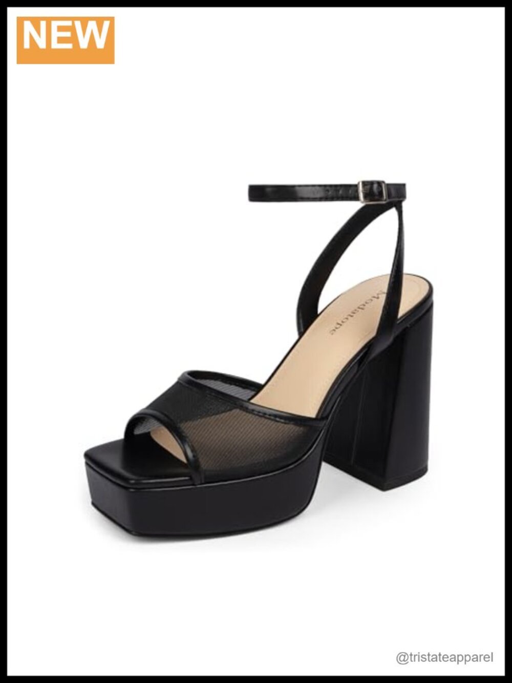Platform Heels Chunky Open Toe Ankle Strap Faux Leather Sandals